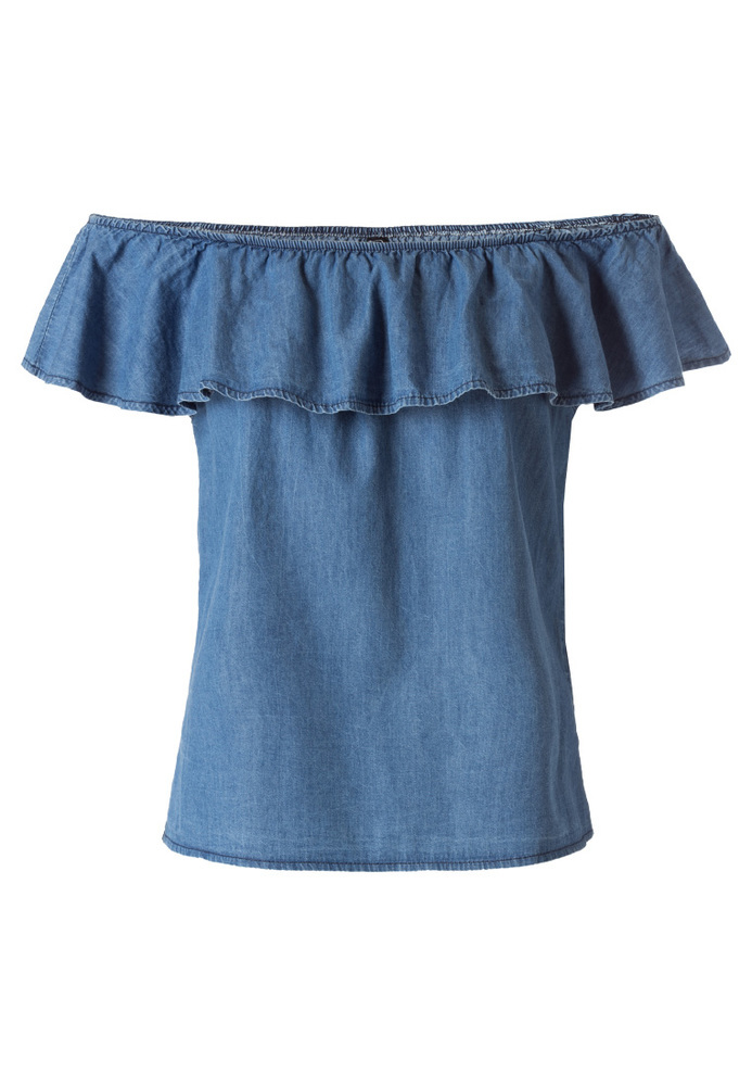 Off-Shoulder-Shirt mit Volantkragen