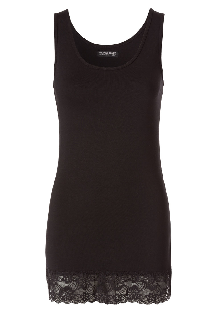 Longtop mit Spitzensaum