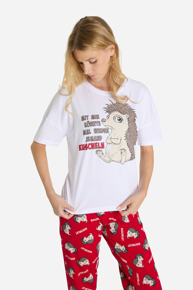 Pyjama-Shirt mit Igel-Motiv