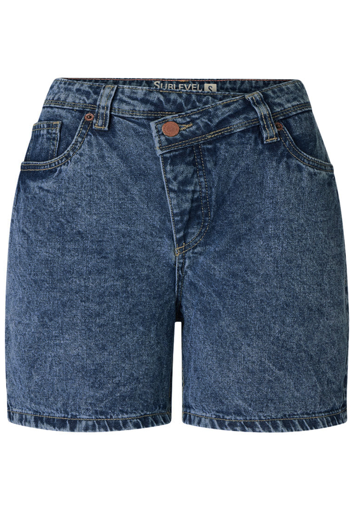 Jeans-Shorts mit gekreuztem Bund