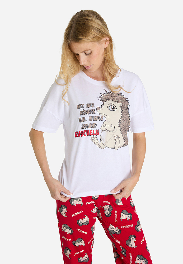 Pyjama-Shirt mit Igel-Motiv