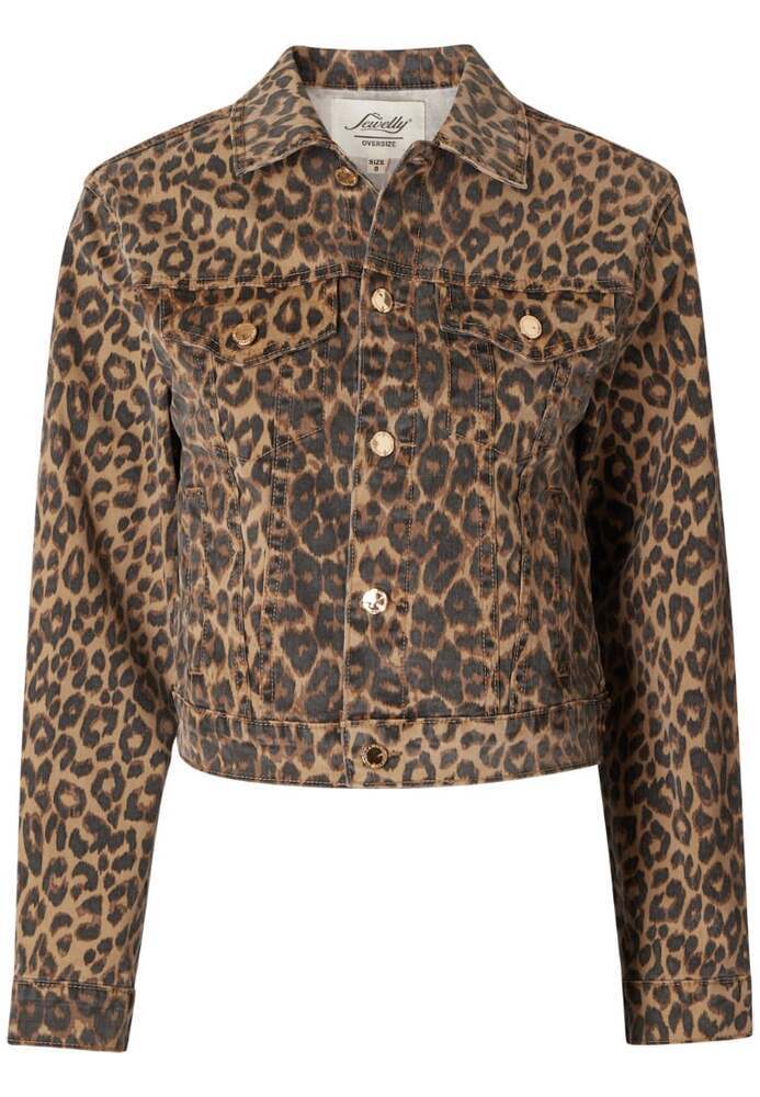 Jeansjacke mit Leo Muster
