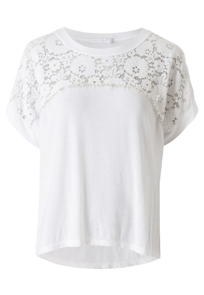 Loose-fit-Fledermausshirt mit Spitzenpasse