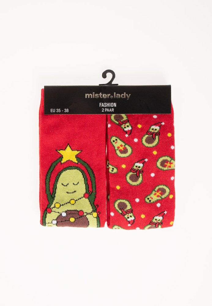Socken mit Weihnachts-Avocado-Motiv