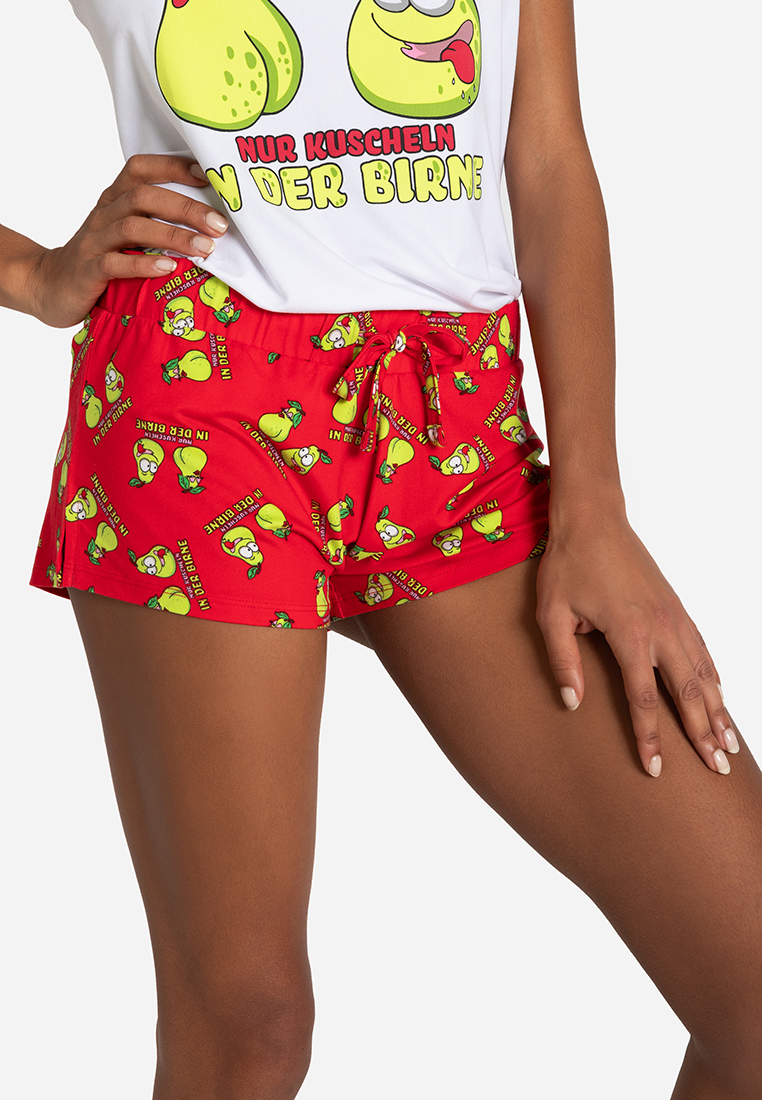 Pyjama-Shorts mit Birnen-Motiv