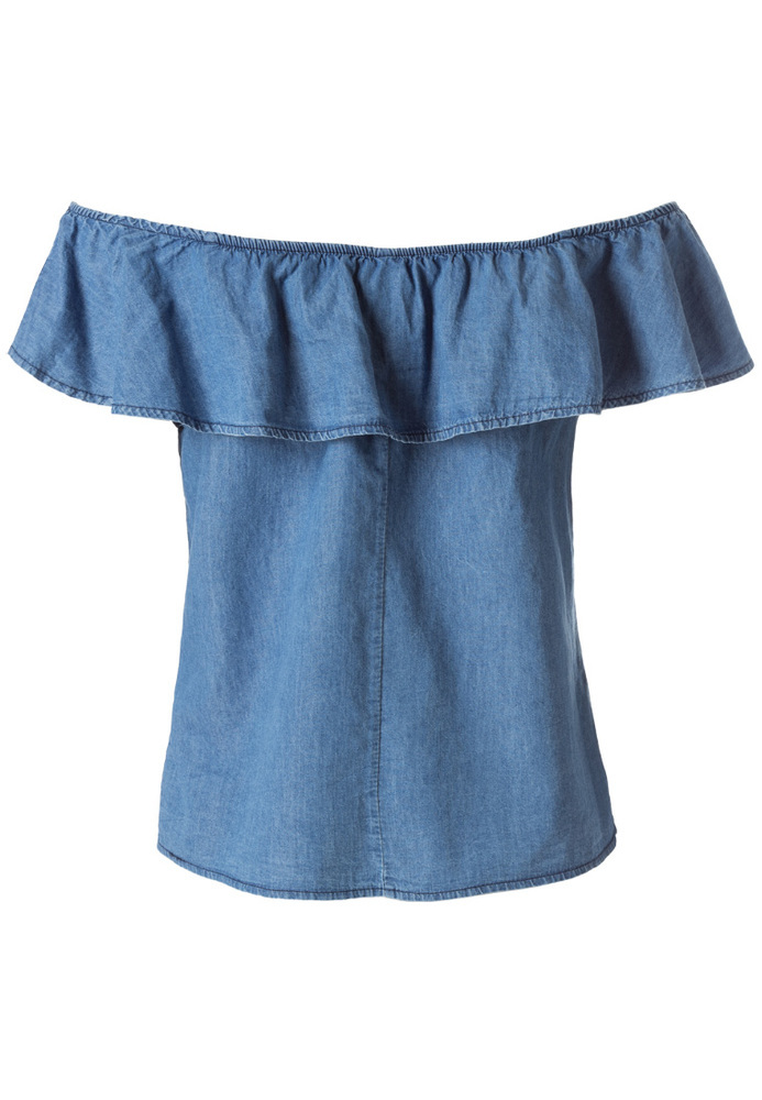 Off-Shoulder-Shirt mit Volantkragen