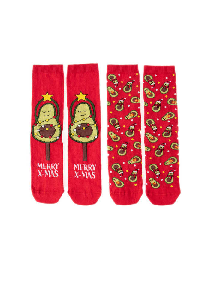 Socken mit Weihnachts-Avocado-Motiv