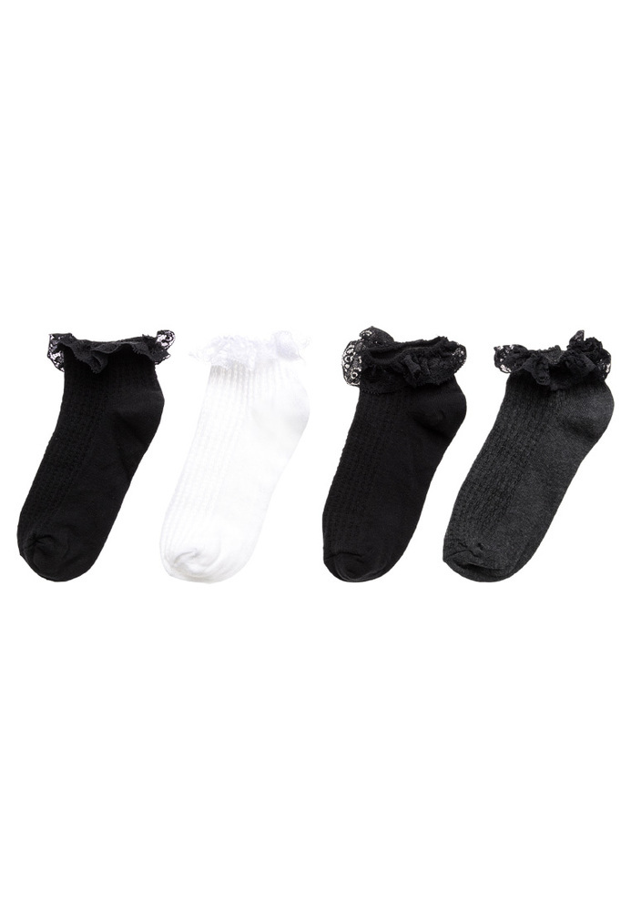 Sneaker-Socken mit Rüschen, 4er-Pack