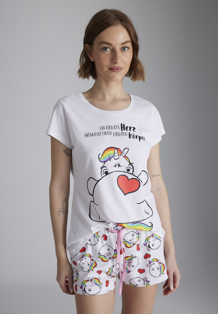 Pyjama-Shirt mit Einhorn-Print