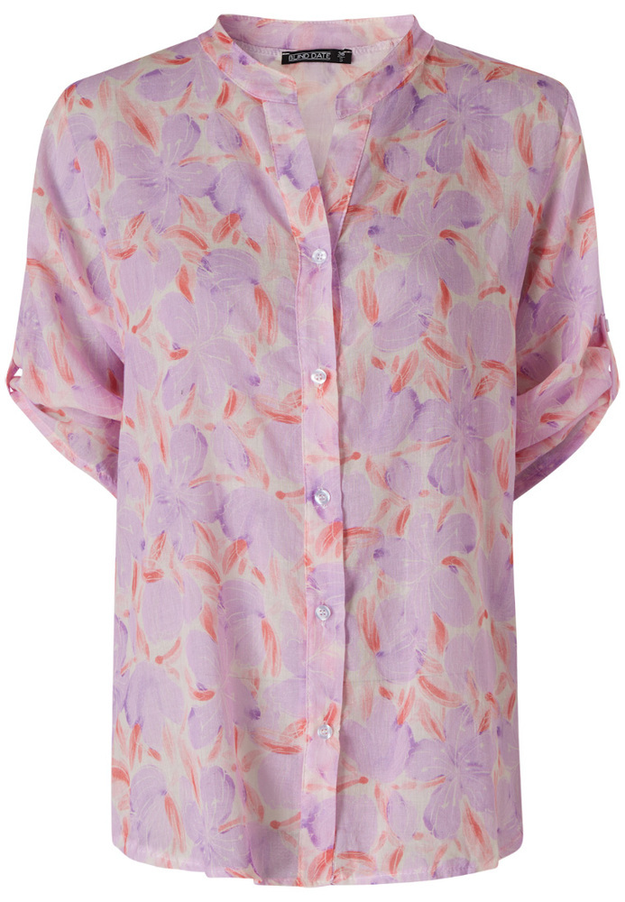 Longbluse mit All-Over Blumen-Muster