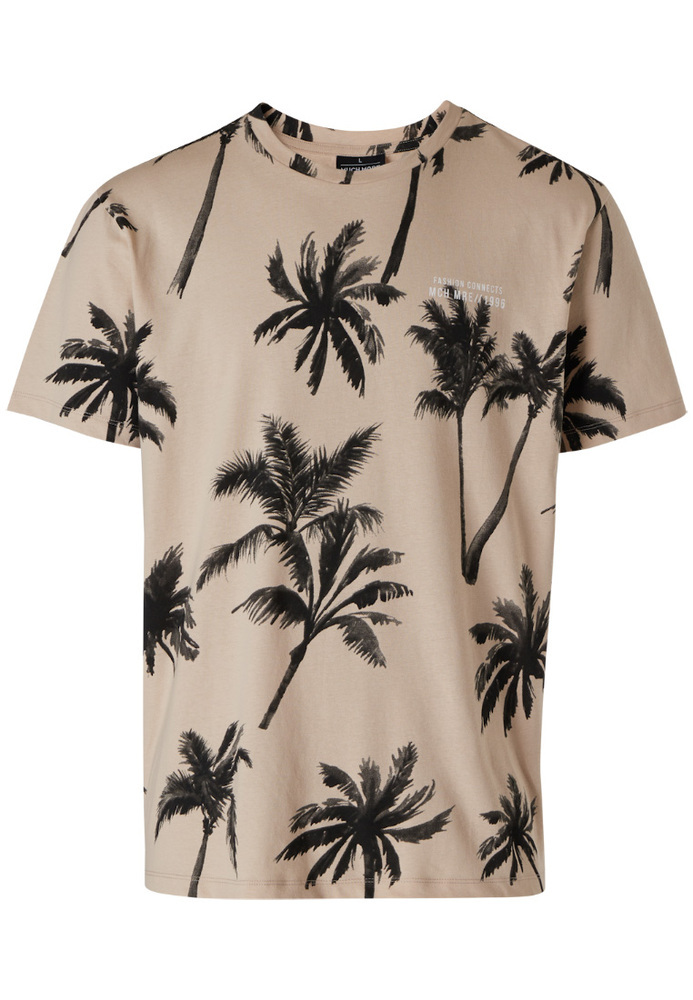 Basic-T-Shirt mit Palmen Print