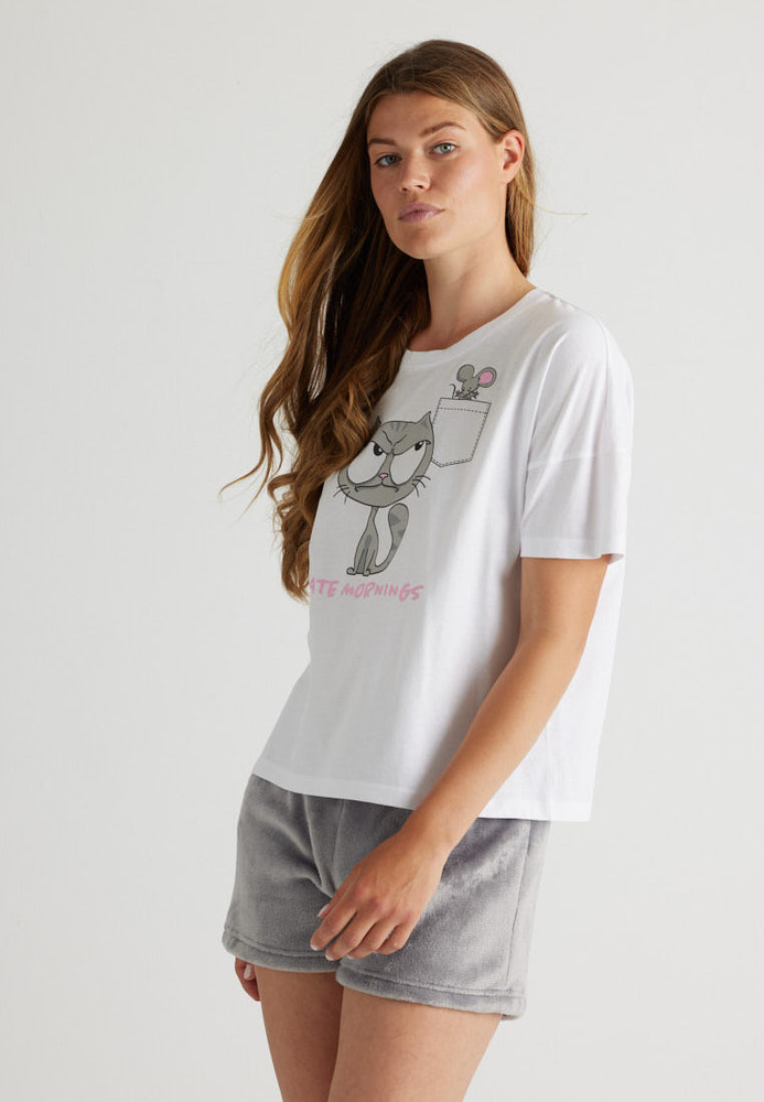 Pyjama-Shirt mit Front-Print